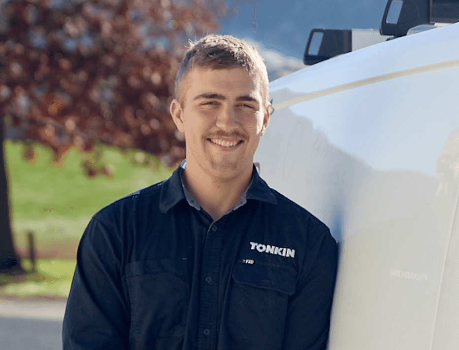 A portrait of J Baker, Tonkin Group Heating and Cooling employee.