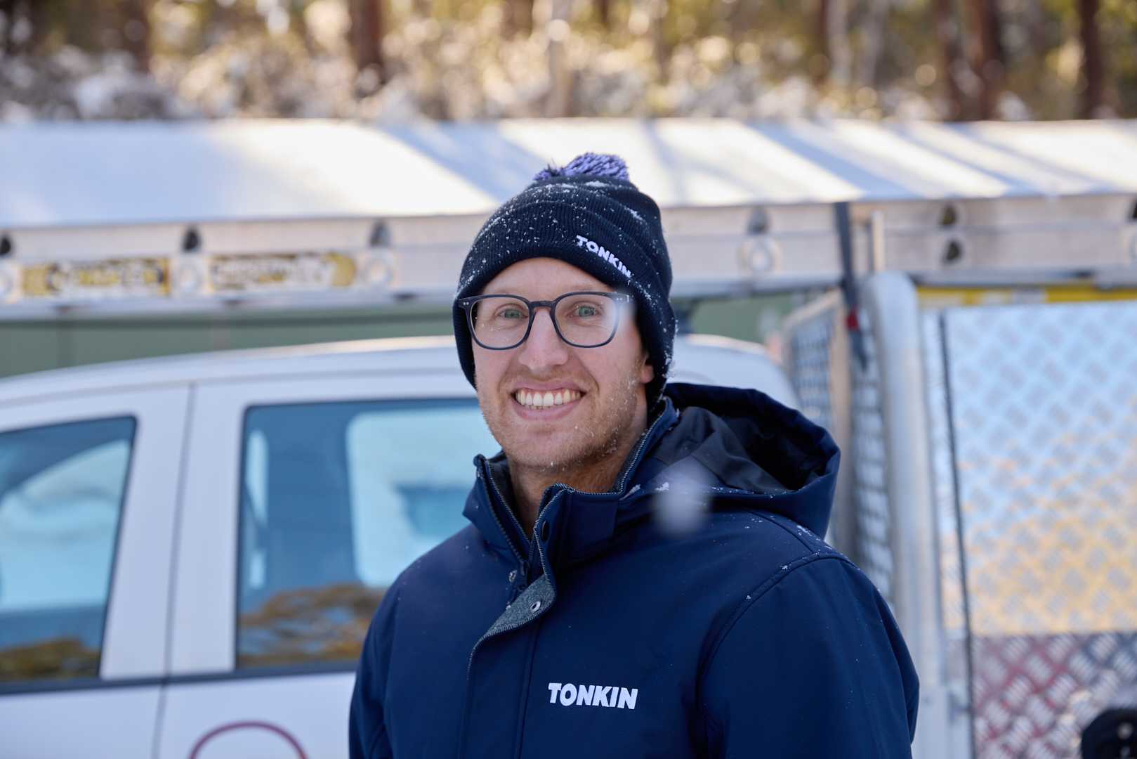 A portrait of K Parker, Tonkin Refrigeration Mechanic.